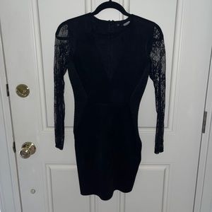 Zara body con dress with lace, leather, and suede. Size S